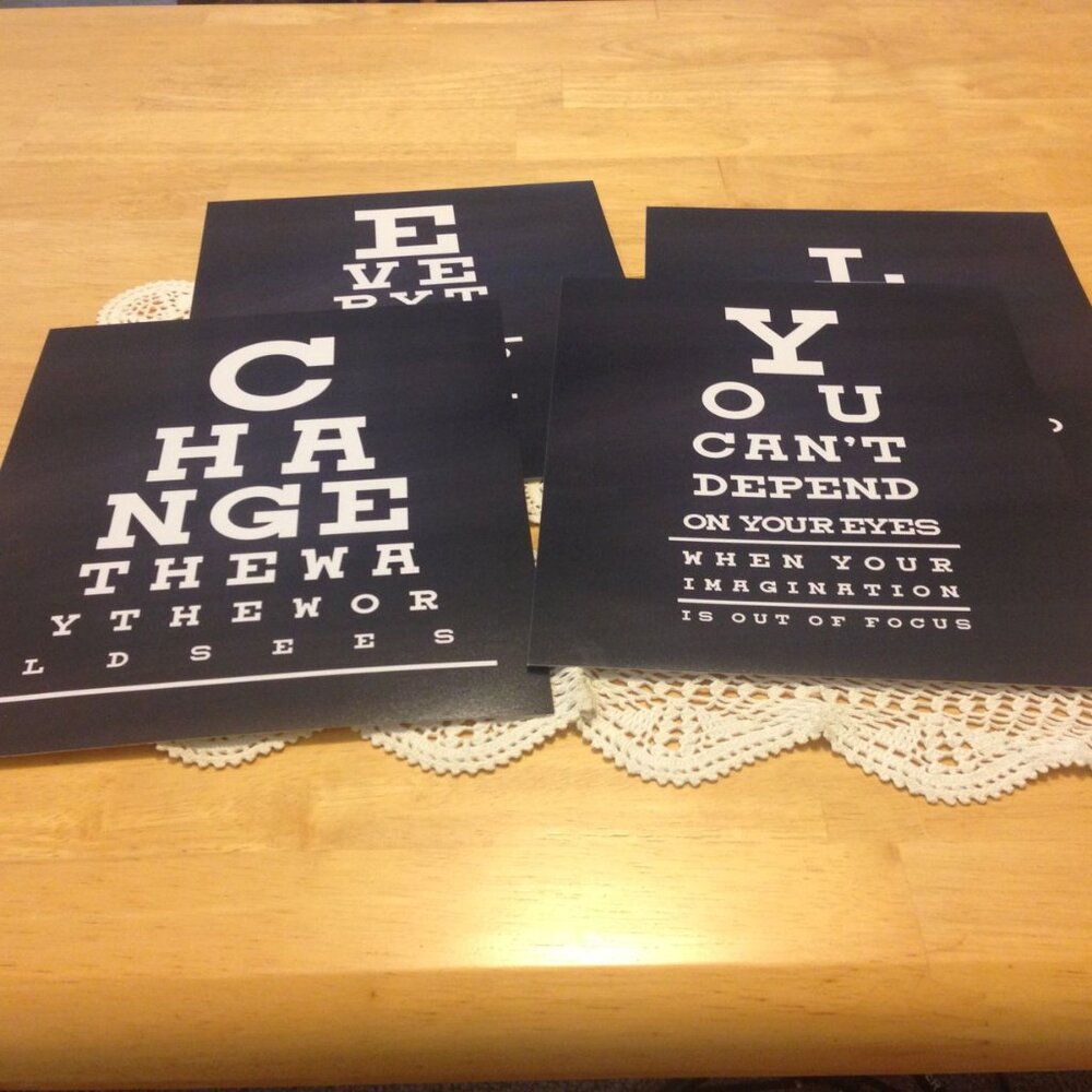 Wall Art Prints, Set of four, Vision, Positive Vibes Theme